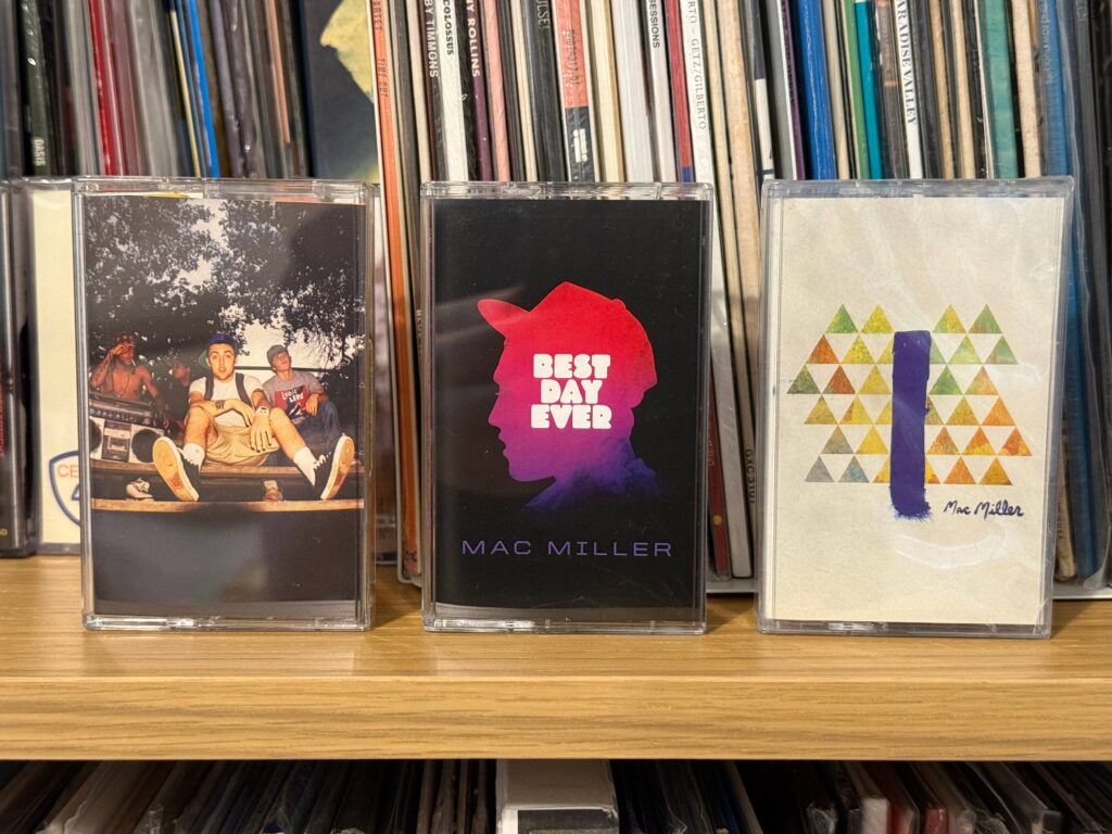 Mac Miller new cassette tapes - K.I.D.S., Best Day Ever, Blue Slide Park - purchased at Walts