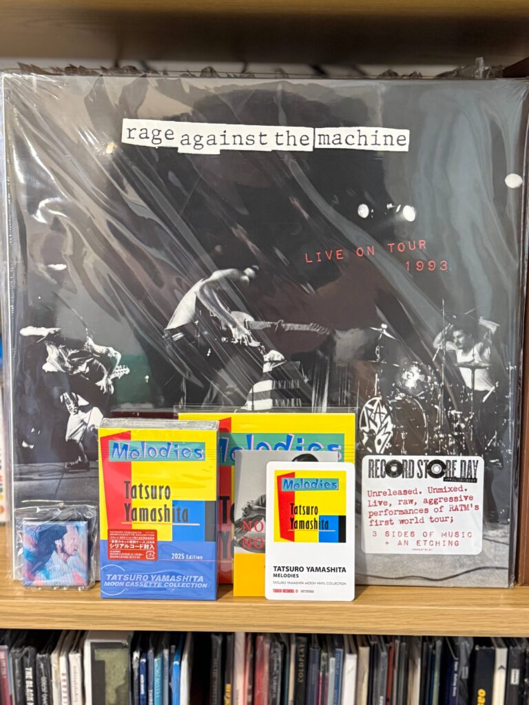 Purchases: Rage Against The Machine live album cassette, Tatsuro Yamashita Melodies cassette, purchase bonuses