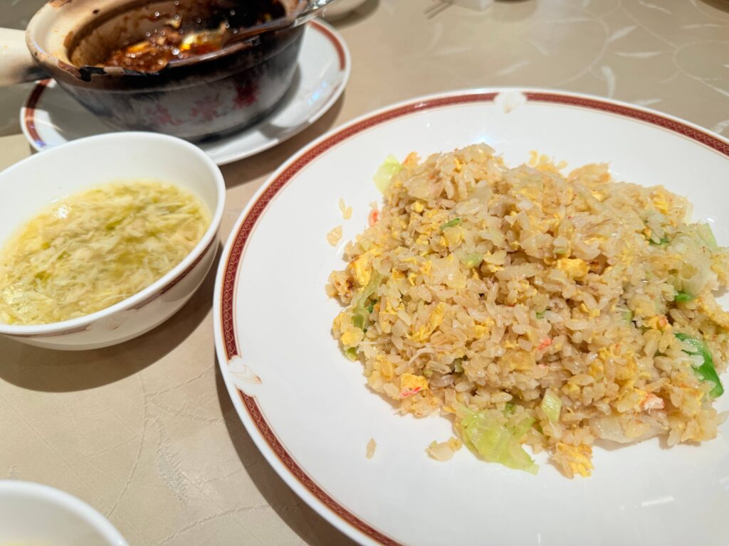 Tsukushiro crab fried rice seafood fried rice egg drop soup