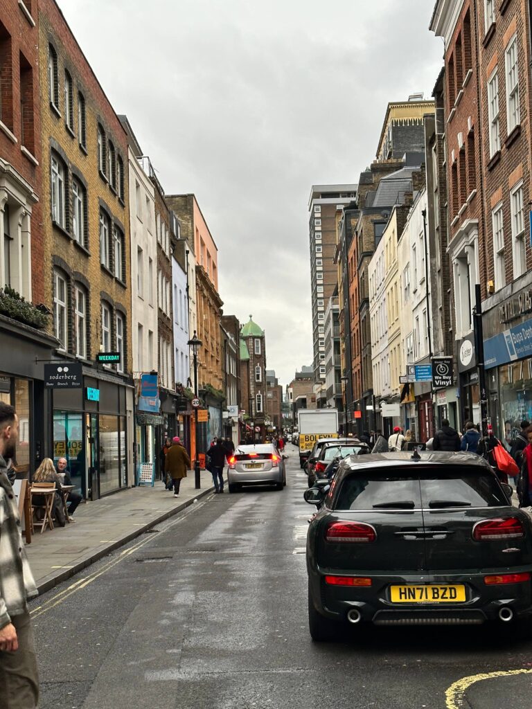 Berwick Street, London, from the same angle as Oasis's album cover, with Sister Ray visible