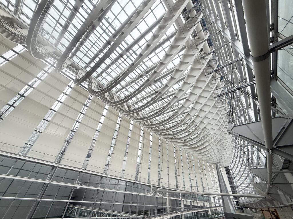 Structure of a huge ceiling viewed from the 5th floor