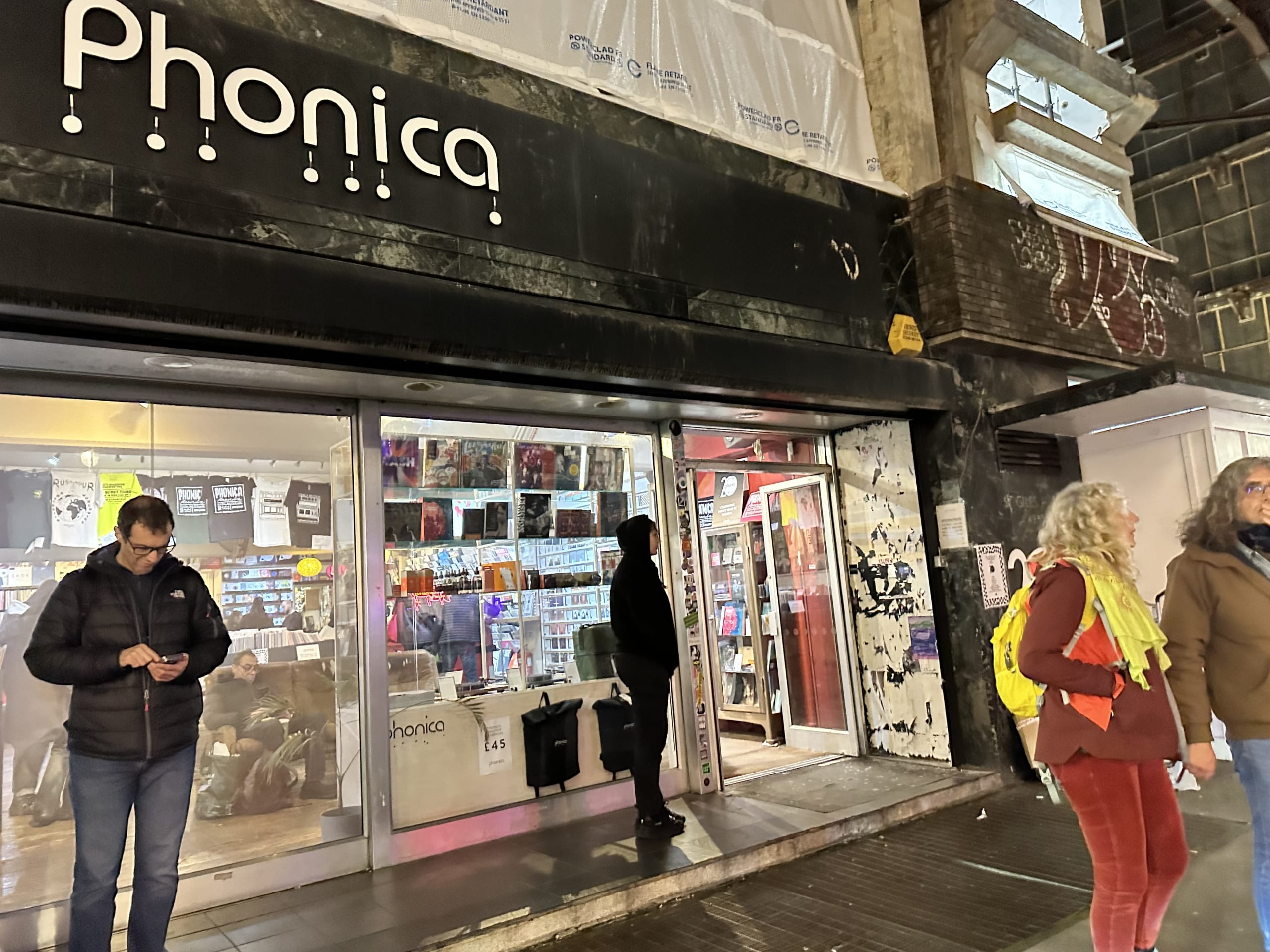 Exterior of Phonica Records on Poland Street in Soho, London.