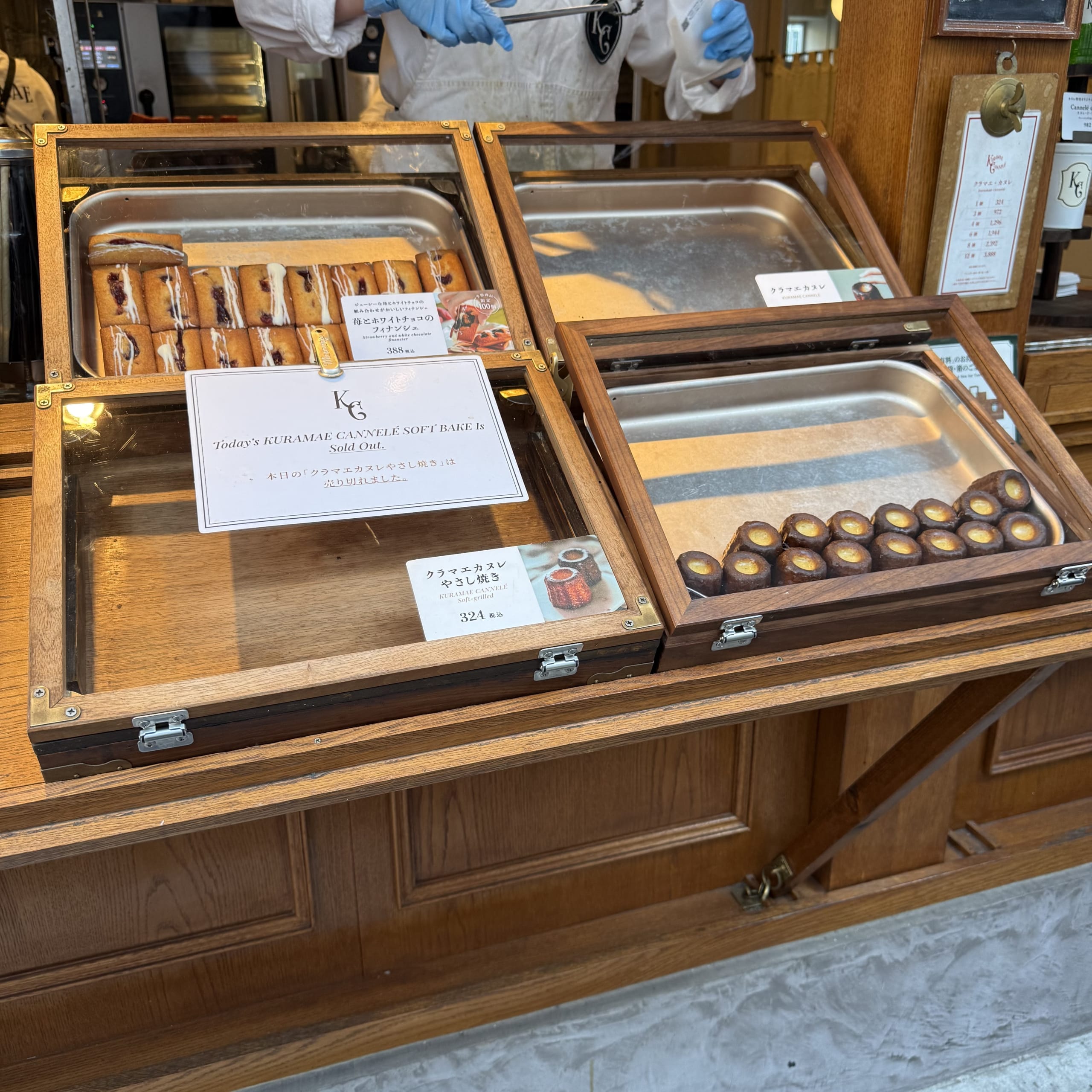 Caneles in a wooden case