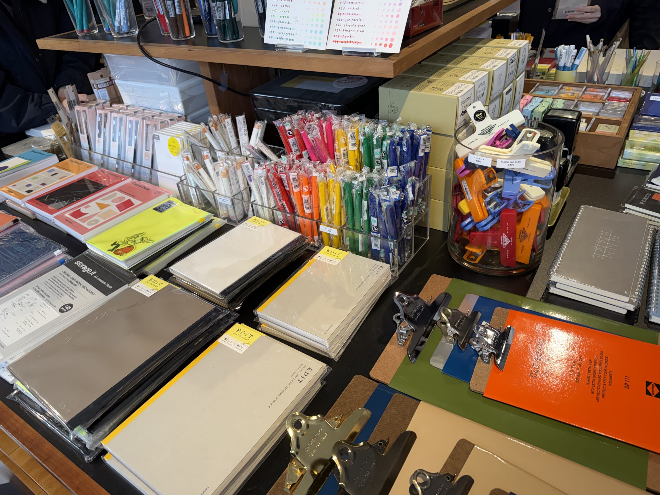 Colorful stationery display at a shop in Seoul.