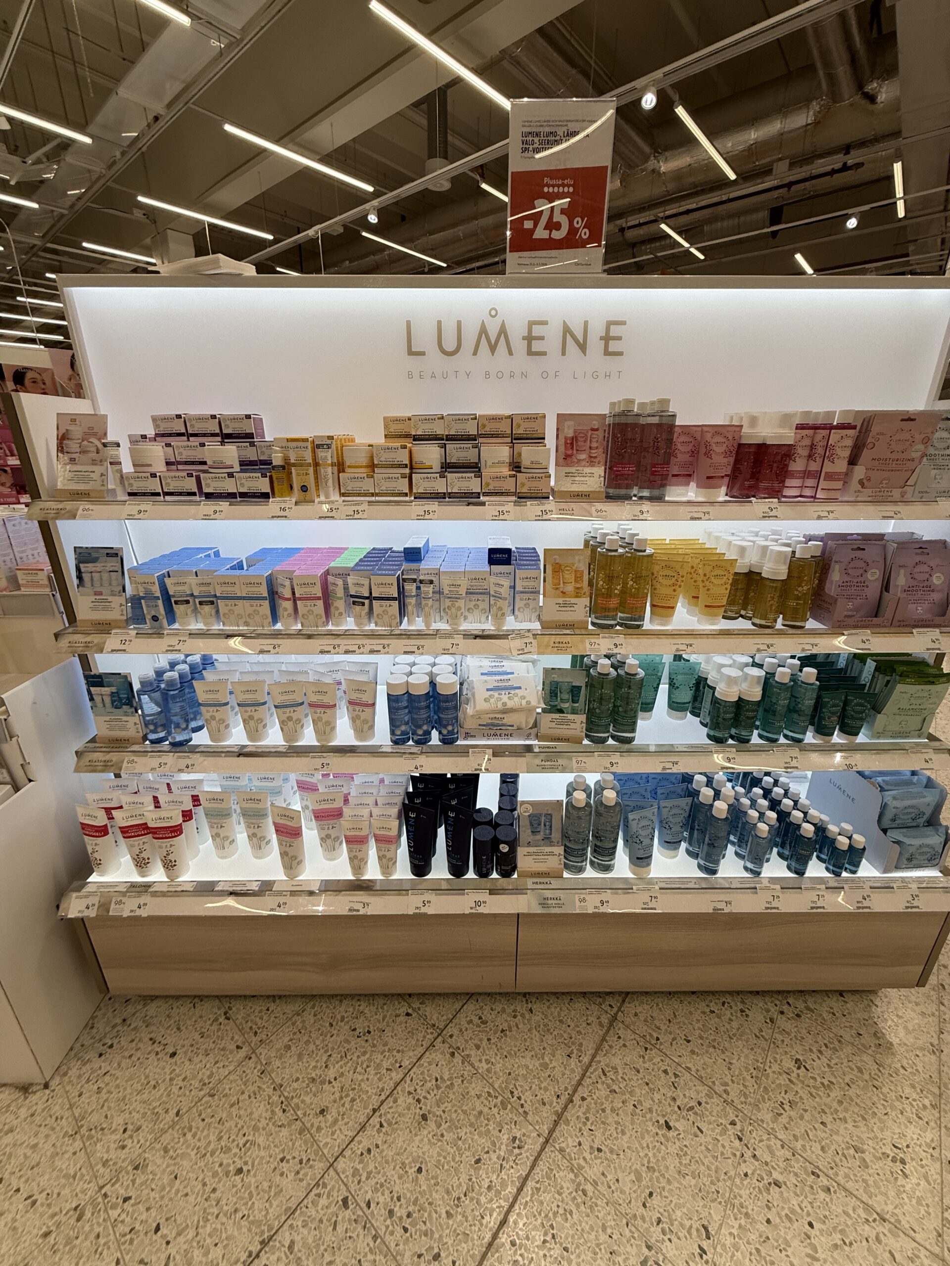 LUMENE cosmetics display in the supermarket