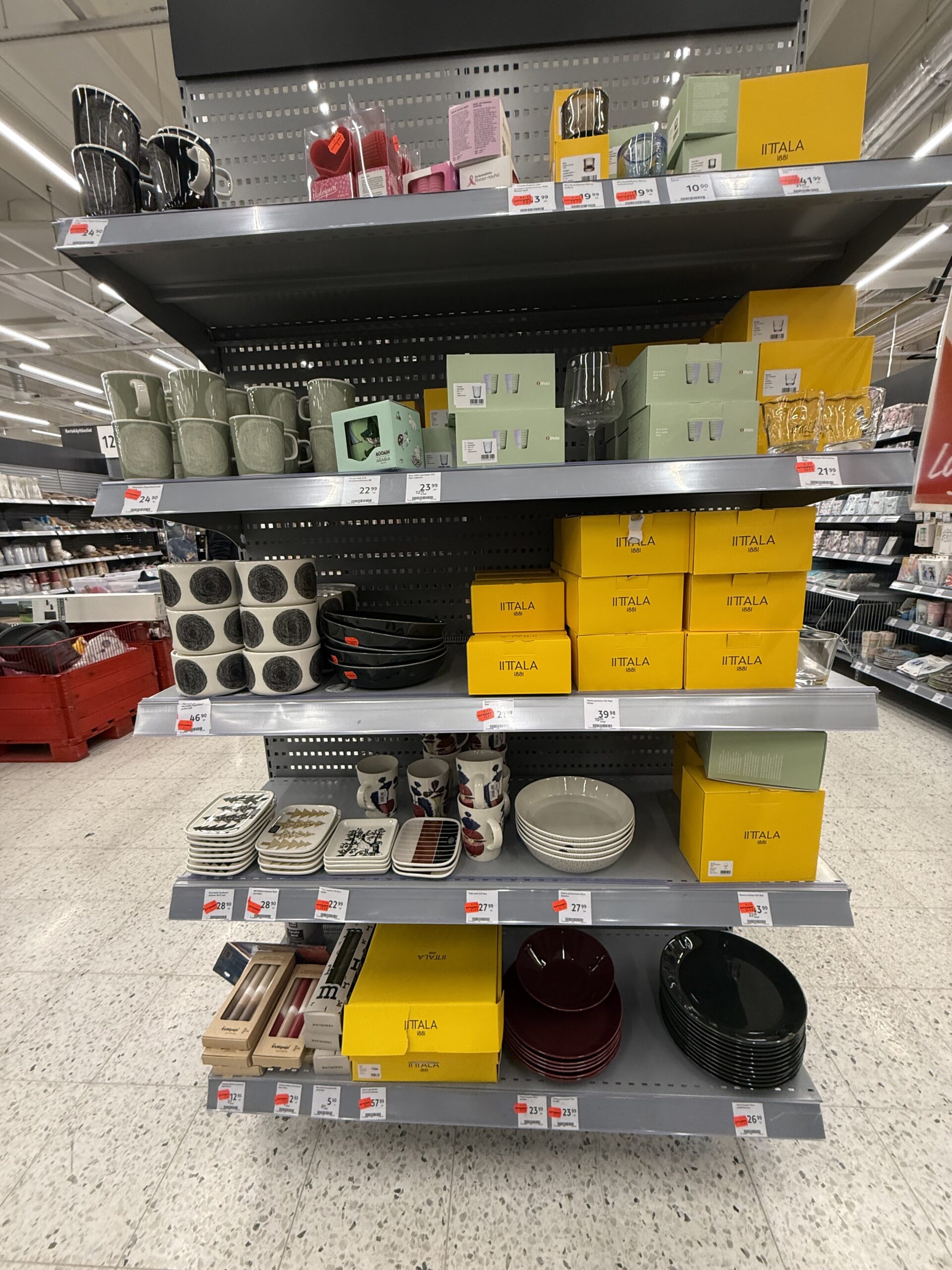 Arabia and Iittala tableware casually stacked