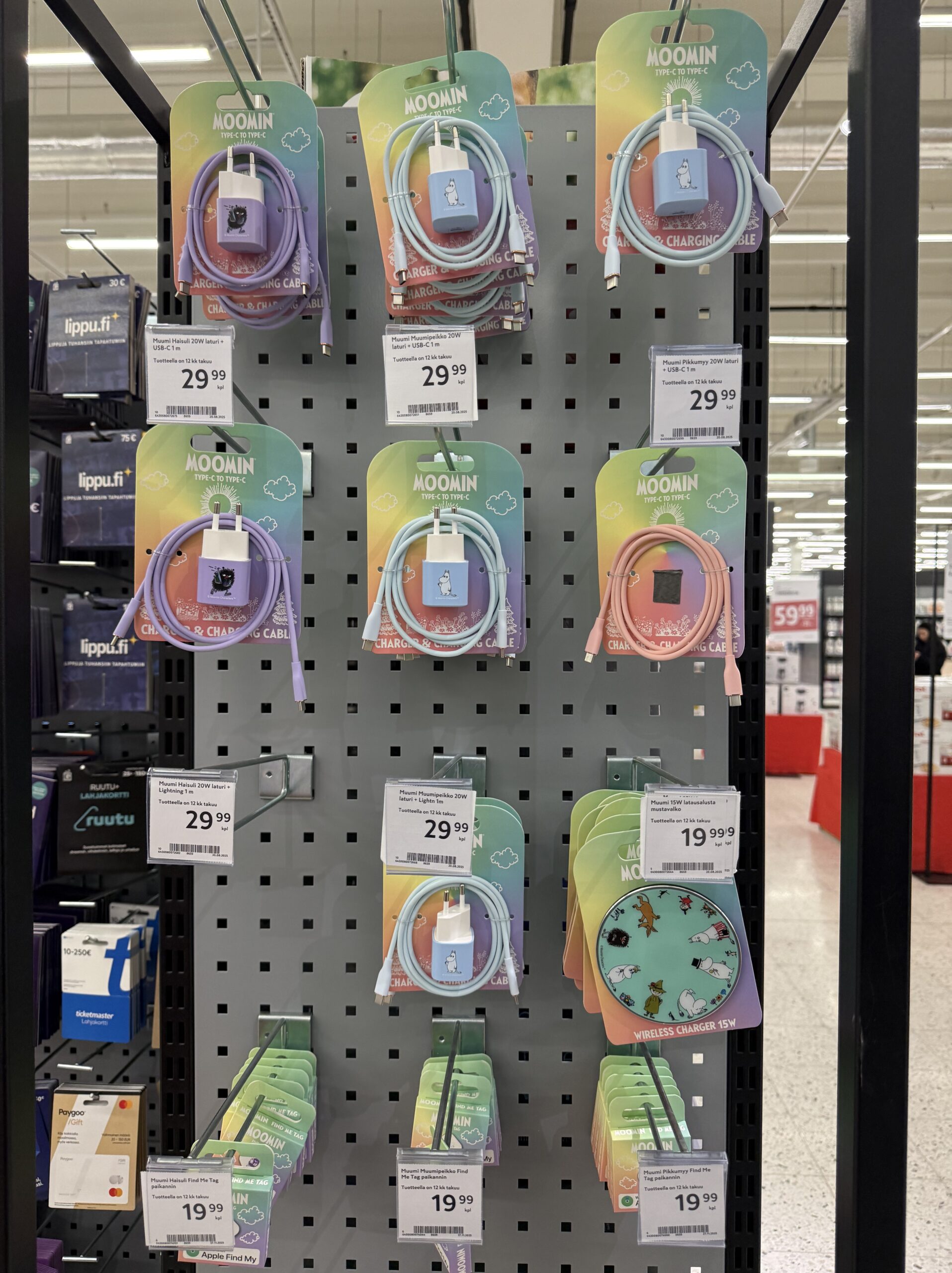Moomin themed smartphone charging cables