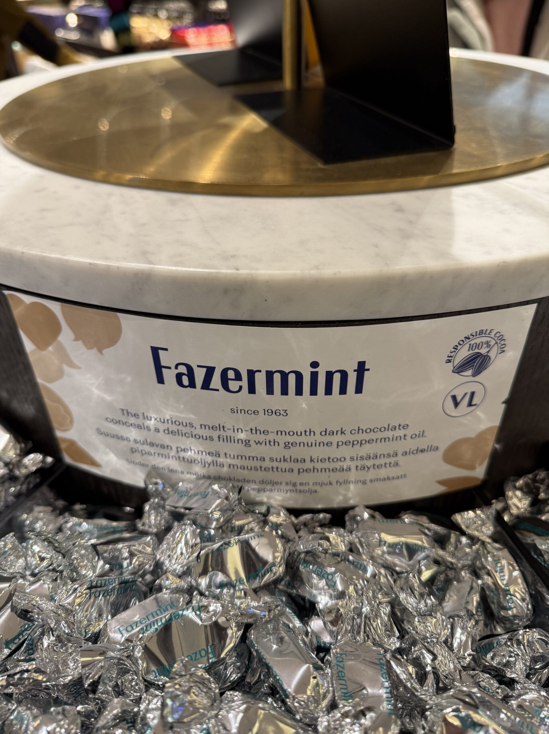 Fazermint wrapped in silver foil