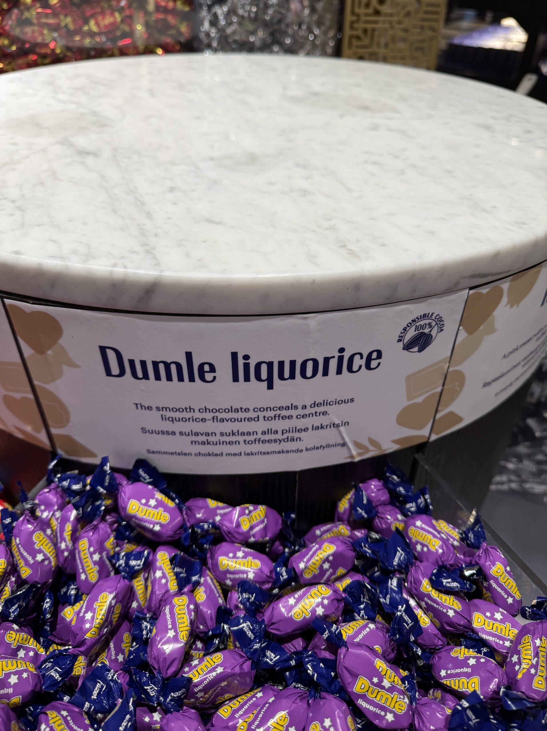 Dumle liquorice in purple wrappers