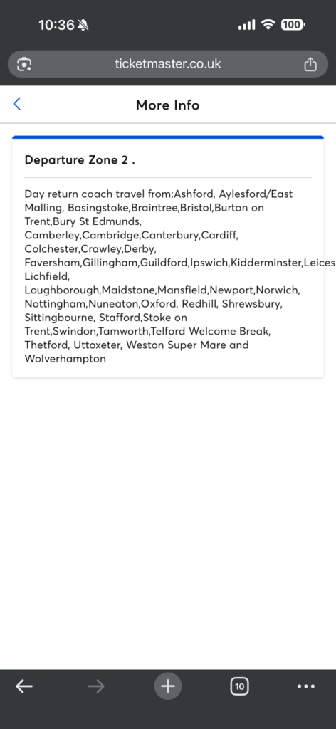 The Departure Zone 2 list with various UK cities.
